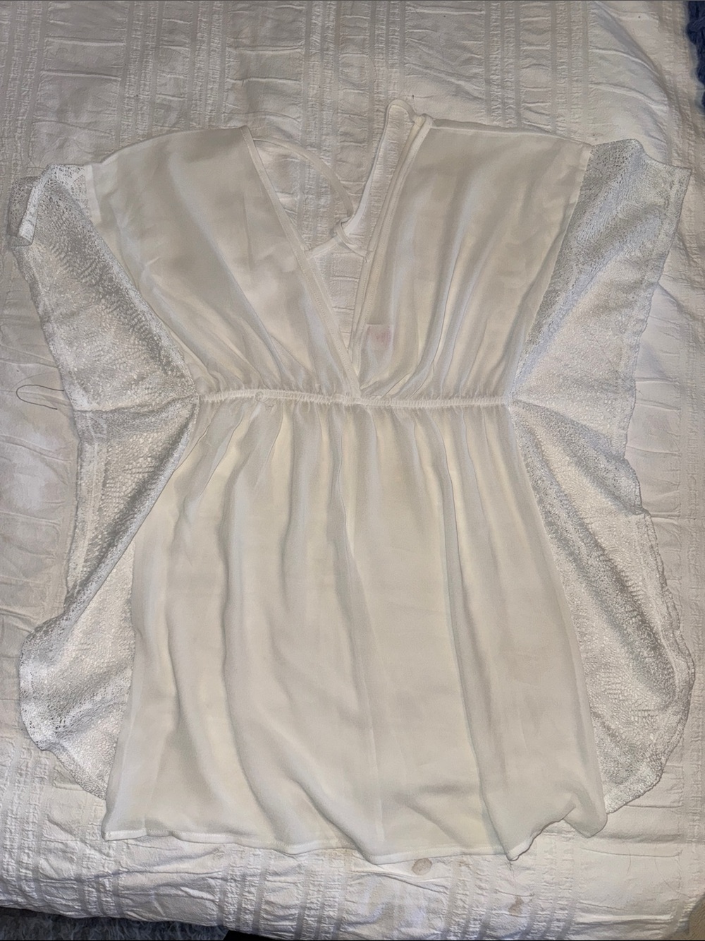 Sheer White Flutter Sleeve swimsuit Cover-up